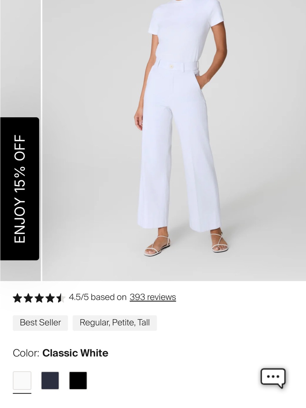 Spanx Classic White Wide-Leg crop Women’s Pants medium
